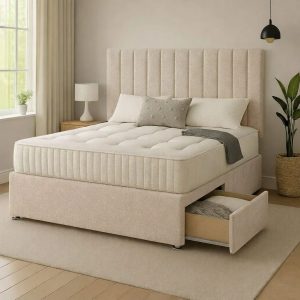 Vertical Line Headboard Divan Bed